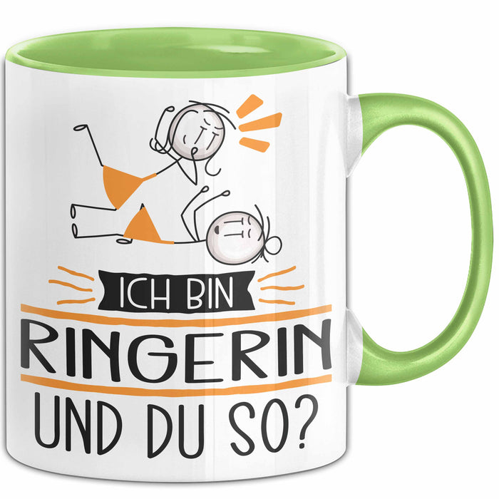 Ringerin Tasse Geschenk Ich Bin Ringerin Und Du So Geschenkidee Lustiger Spruch Becher Grün Trendation