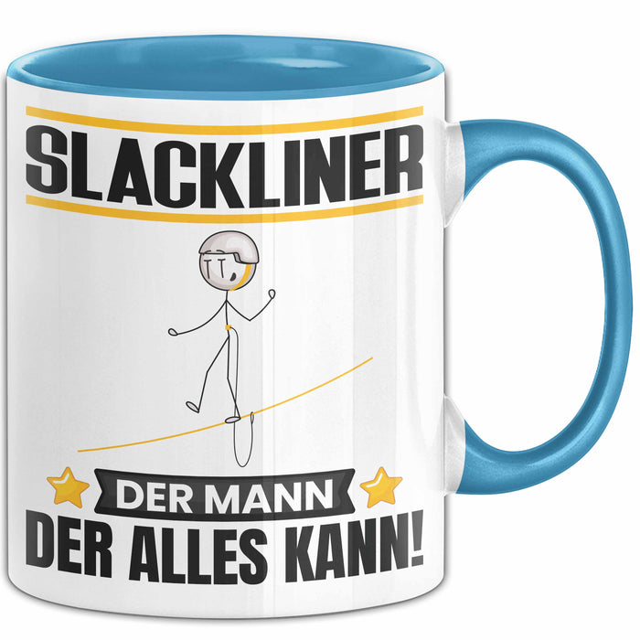 Slackliner Tasse Geschenk für Slackliner Der Mann Der Alles Kann Geschenkidee zum Geburtstag Blau Trendation