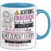 Katzensitterin Tasse Geschenk Lustiger Spruch Bitte Erheben Sie Sich Seine Majestät Die Katzensitterin Betritt Den Raum Blau Trendation