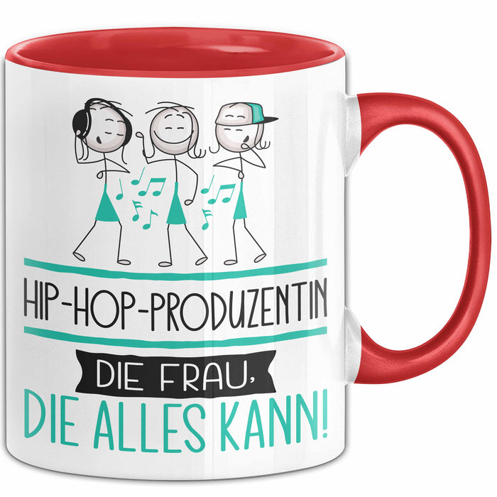 Hip-Hop-Produzentin Geschenk Tasse Becher Die Frau Die Allen Kann Geschenkidee für eine Hip-Hop-Produzentin Lustig Rot Trendation