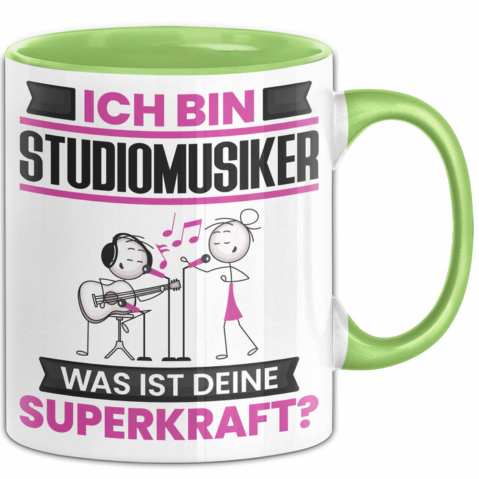 Studiomusiker Tasse Geschenk für Studiomusiker Geburtstag Lustiger Spruch Kaffee-Becher Was Ist Deine Superkraft Grün Trendation