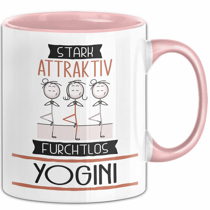 Yogini Tasse Geschenk Becher Stark Attraktiv Furchtlos Yogini Lustige Geschenkidee Rosa Trendation