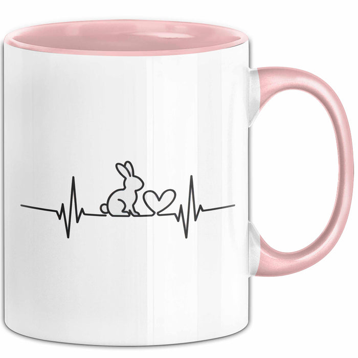 Kaninchen Hase Herzschlag Tasse Geschenk Lustige Geschenkidee Spruch Rosa Trendation