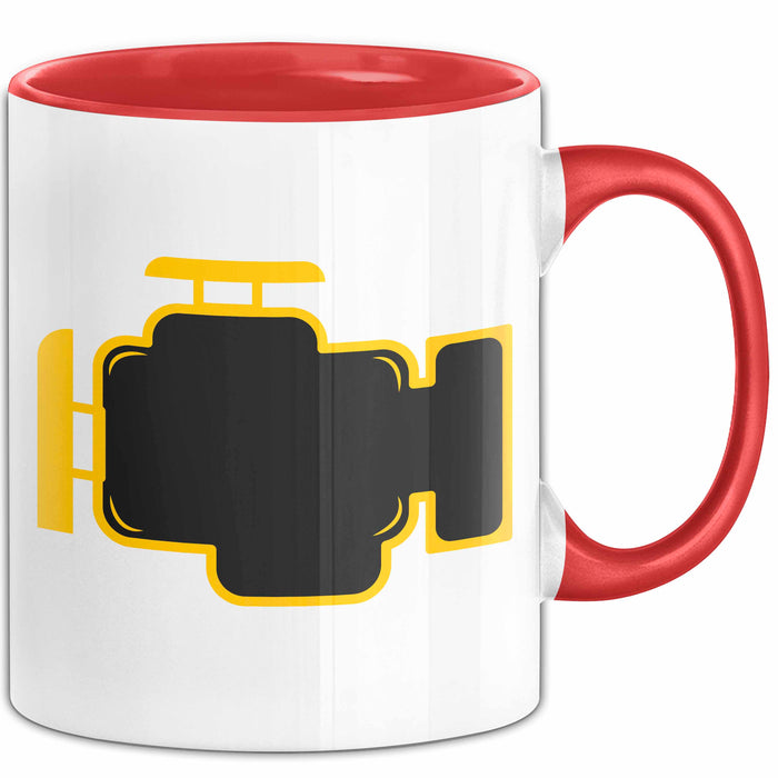 Motorkontrollleuchte Tasse Geschenk Lustige Geschenkidee Rot Trendation