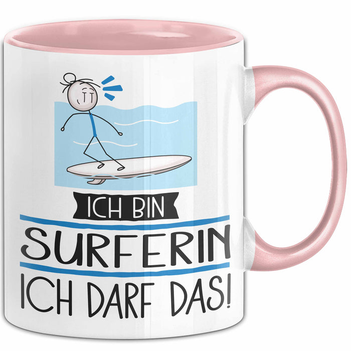 Geschenk für Surferin Tasse Lustige Geschenkidee Geburtstag Ich Bin Surferin Ich Darf Das Rosa Trendation