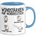 Schaf Tier Bauer Norddeutschland Tasse Becher Geschenk Lustige Geschenkidee Spruch Windstärken Auf Norddeutsch Blau Trendation