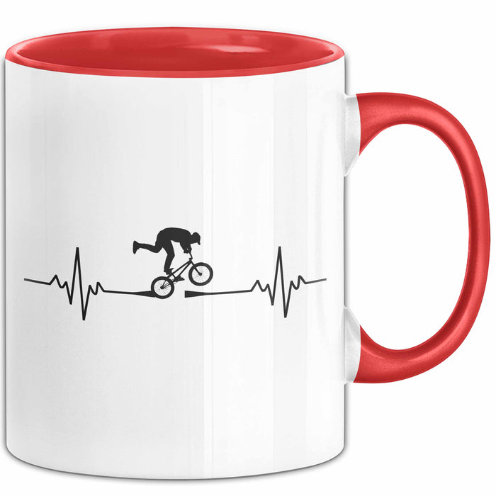 Fahrradfahren Tasse Geschenk Fahrradfahrer Herzschlag Biker Geschenkidee Lustig Rot Trendation