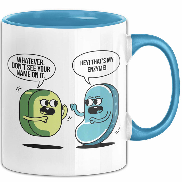 Biologielehrer Unterricht Tasse Geschenk Lustige Geschenkidee Spruch Hey Das Ist Mein Enzym Blau Trendation