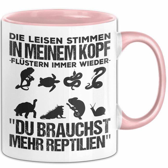 Reptil Bartagame Tasse Geschenk Lustige Geschenkidee Spruch Die Leisen Stimmen In Meinem Kopf Flüstern Immer Wieder Rosa Trendation
