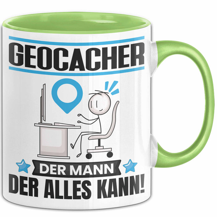 Geocacher Tasse Geschenk für Geocacher Der Mann Der Alles Kann Geschenkidee zum Geburtstag Grün Trendation