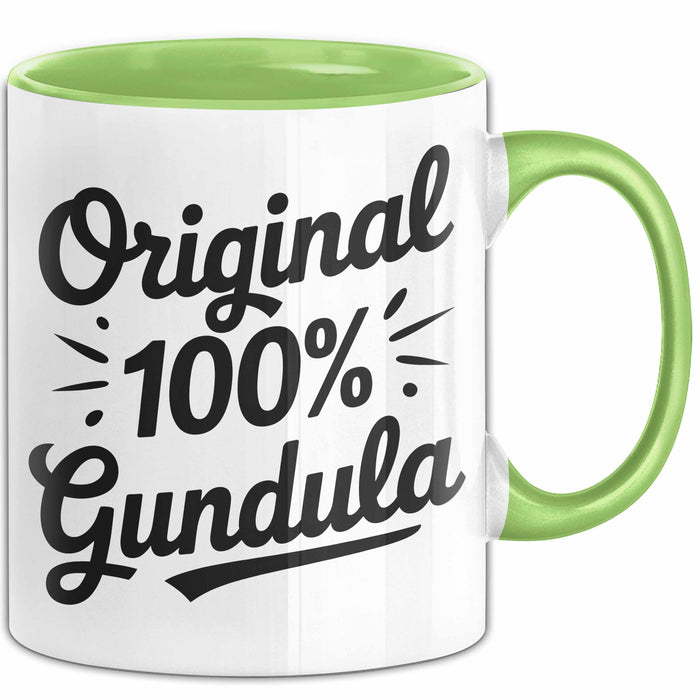 Gundula Tasse Geschenk Original 100% Gundula Geschenkidee Geburtstag Grün Trendation