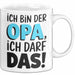 Opa Großvater Tasse Becher Geschenk Lustige Geschenkidee Spruch Ich Bin Der Opa Ich Darf Das Weiß Trendation