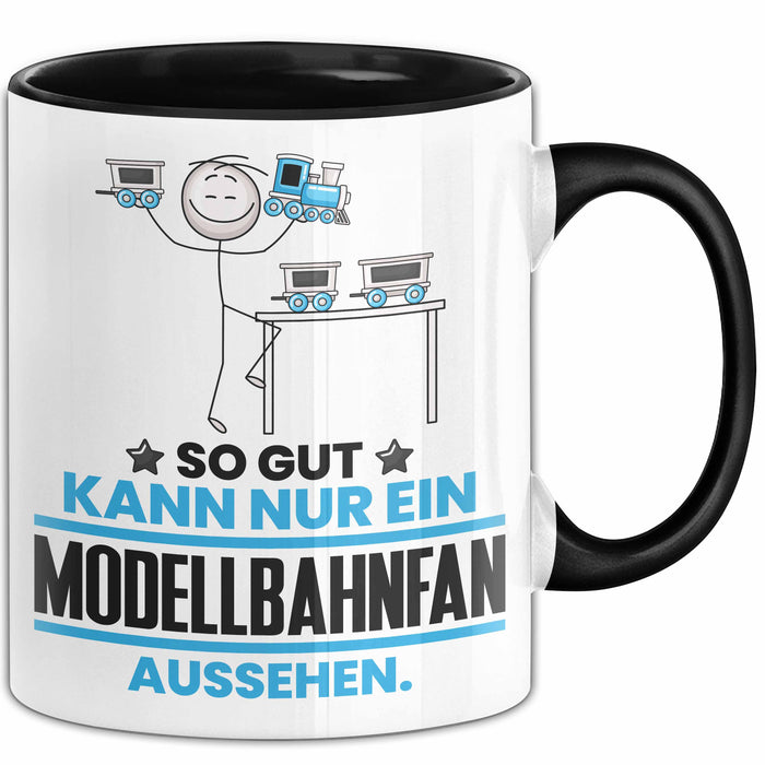 Modellbahnfan Geschenk Tasse So Gut Kann Nur Ein Modellbahnfan Aussehen Geschenkidee Kaffee-Becher Schwarz Trendation