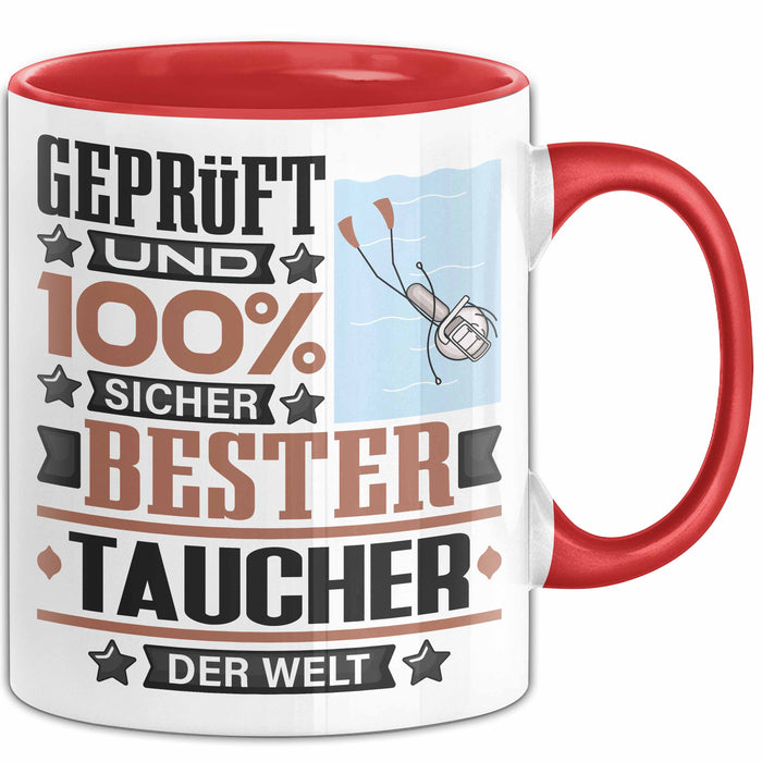 Taucher Geschenk Lustiger Spruch für Taucher Geschenkidee Bester Taucher Der Welt Rot Trendation