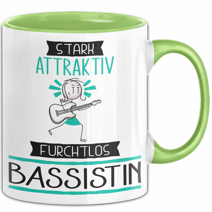 Bassistin Tasse Geschenk Becher Stark Attraktiv Furchtlos Bassistin Lustige Geschenkidee Grün Trendation