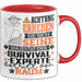 Survival-Experte Geschenk Tasse Lustiger Spruch Erheben Sie Sich Der Survival-Experte Betritt den Raum Rot Trendation