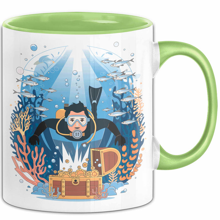 Taucher Tasse Geschenk Lustige Geschenkidee Spruch Für Ozean Abenteurer Grün Trendation