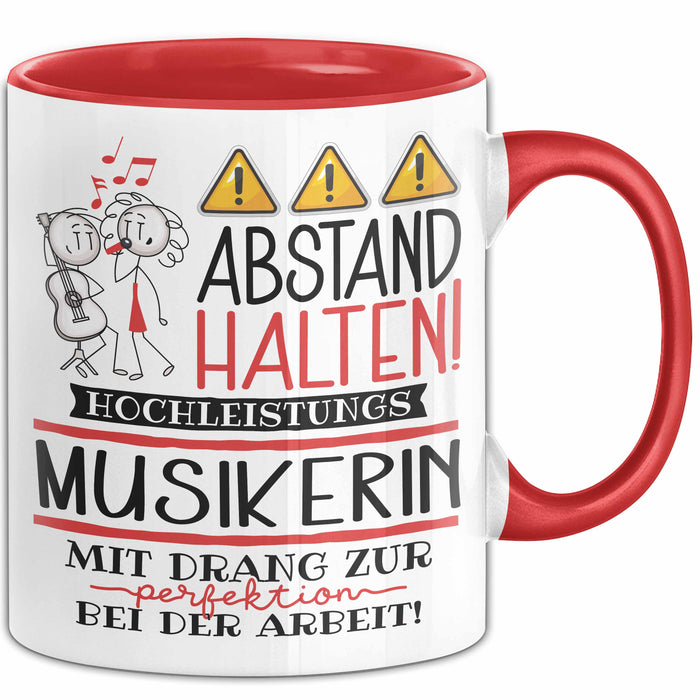 Musikerin Tasse Geschenk Lustig Abstand Halten Hochleistungs-Musikerin Mit Drang Zur Perfektion Bei Der Arbeit Rot Trendation