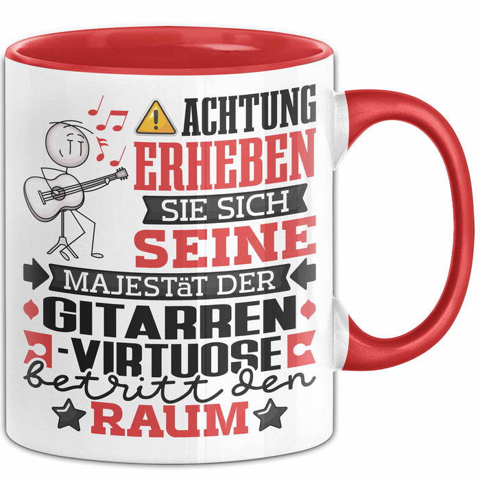 Gitarrenvirtuose Geschenk Tasse Lustiger Spruch Erheben Sie Sich Der Gitarrenvirtuose Betritt den Raum Rot Trendation