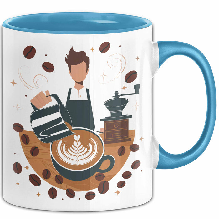 Barista Tasse Geschenk Lustige Geschenkidee Spruch Für Kaffee Liebhaber Blau Trendation
