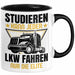 LKW Fahrer Geschenk Tasse Lastkraftwagen-Fahrer Geschenkidee Lustiger Spruch Kaffee-Becher Studieren Kann Jeder LKW Fahren Nur Die ELite Schwarz Trendation