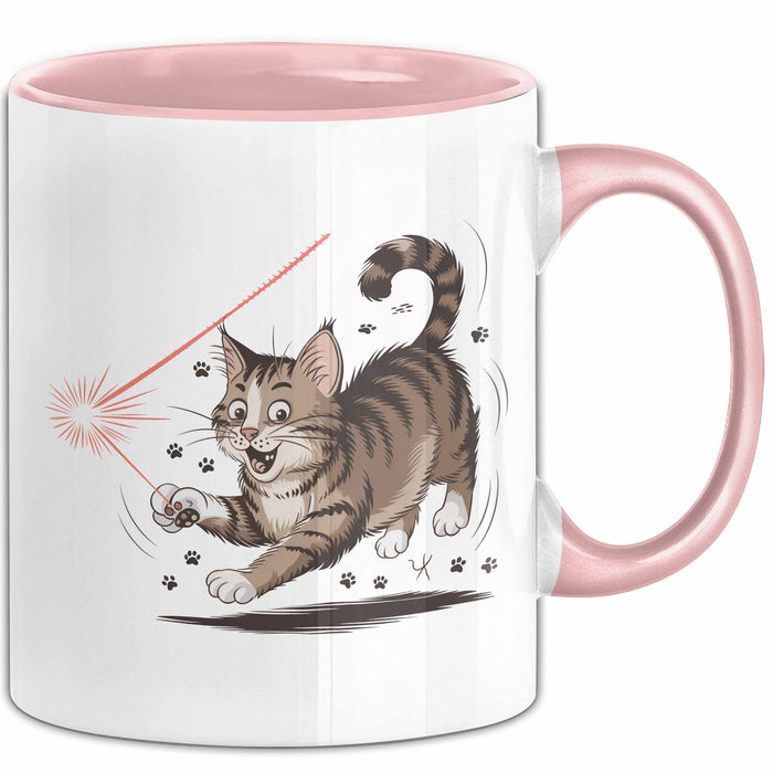 Katzenliebhaber Tasse Geschenkidee für Katzenfreunde Rosa Trendation