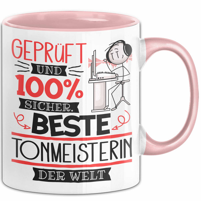 Beste Tonmeisterin Der Welt Tasse Geschenk für Eine Tonmeisterin Geprüft Und Sicher Geschenkidee Geburtstag Weihnachten Rosa Trendation