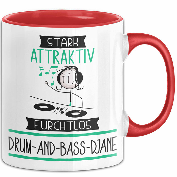 Drum-and-Bass-DJane Tasse Geschenk Becher Stark Attraktiv Furchtlos Drum-and-Bass-DJane Lustige Geschenkidee Rot Trendation