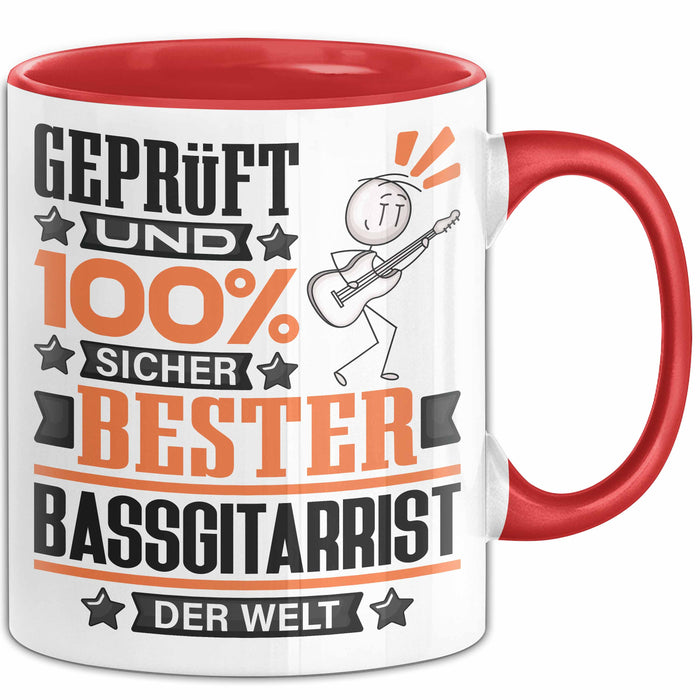 Bassgitarrist Geschenk Lustiger Spruch für Bassgitarrist Geschenkidee Bester Bassgitarrist Der Welt Rot Trendation
