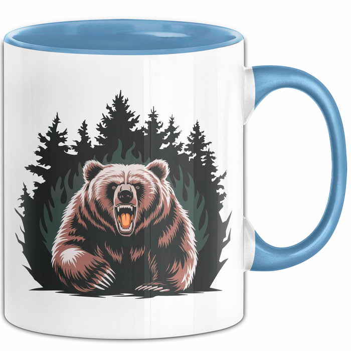 Bärenliebhaber Tasse Geschenkidee für Naturliebhaber Blau Trendation