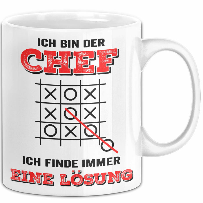 Büroarbeit Kollege Chef Tasse Geschenk Lustige Geschenkidee Spruch Ich Bin Der Chef Ich Finde Immer Eine Lösung Weiß Trendation