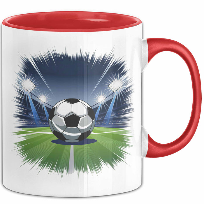 Fußballspieler Tasse Geschenkidee für Fußballliebhaber Rot Trendation