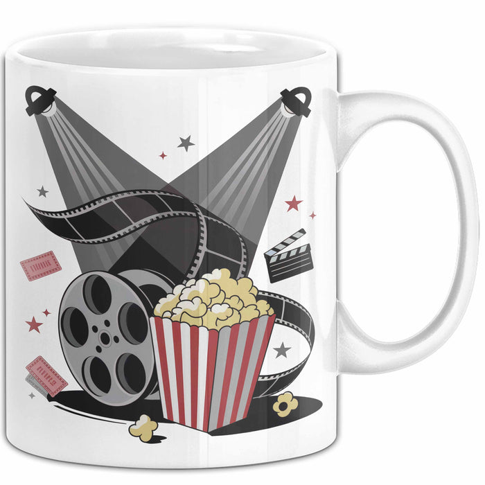 Filmfan Tasse Geschenkidee für Kinoliebhaber Lustiger Spruch Weiß Trendation