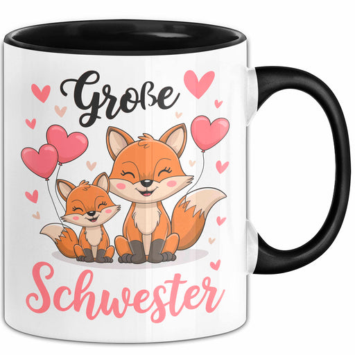 Big Sister Ältere Geschwister Schwestern Füchse Tasse Becher Geschenk Lustige Geschenkidee Spruch Big Sister Schwarz Trendation