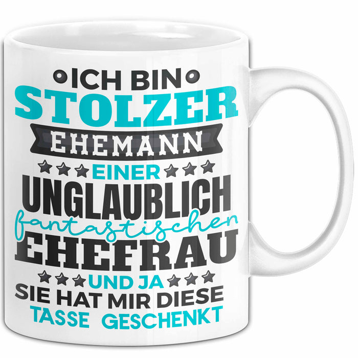 Ehemann Tasse Geschenk Ich Bin Stolzer Ehemann Geschenkidee Lustiger Spruch Becher Weiß Trendation