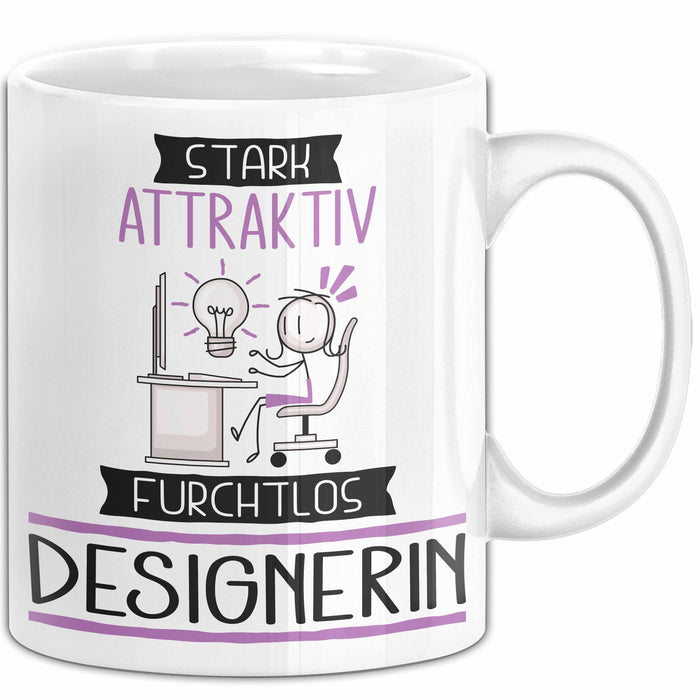 Designerin Tasse Geschenk Becher Stark Attraktiv Furchtlos Designerin Lustige Geschenkidee Weiß Trendation