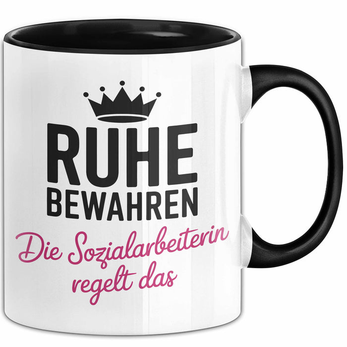Sozialarbeiter Tasse Geschenk Lustige Geschenkidee Spruch Ruhe Bewahren Die Sozial Arbeiterin Regelt Das Trendation