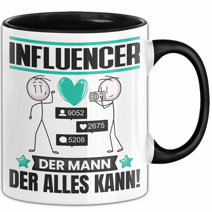 Influencer Tasse Geschenk für Influencer Der Mann Der Alles Kann Geschenkidee zum Geburtstag Schwarz Trendation