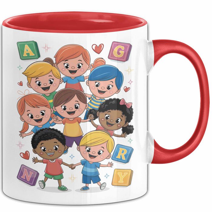 Kindergarten Lehrer Tasse Geschenk Lustige Geschenkidee Spruch Für Kleine Lernende Rot Trendation