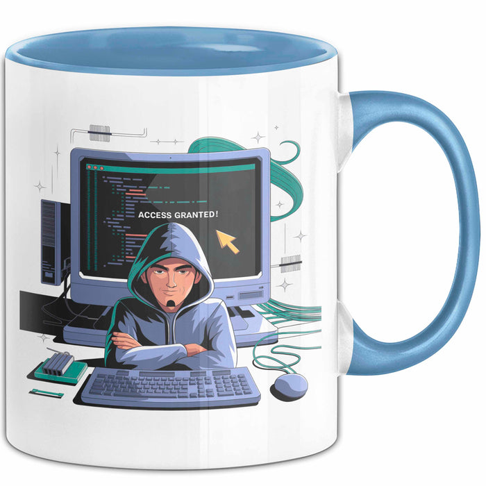 Ethical Hacker Tasse Geschenk Lustige Geschenkidee Spruch Für White Hat Codierer Blau Trendation