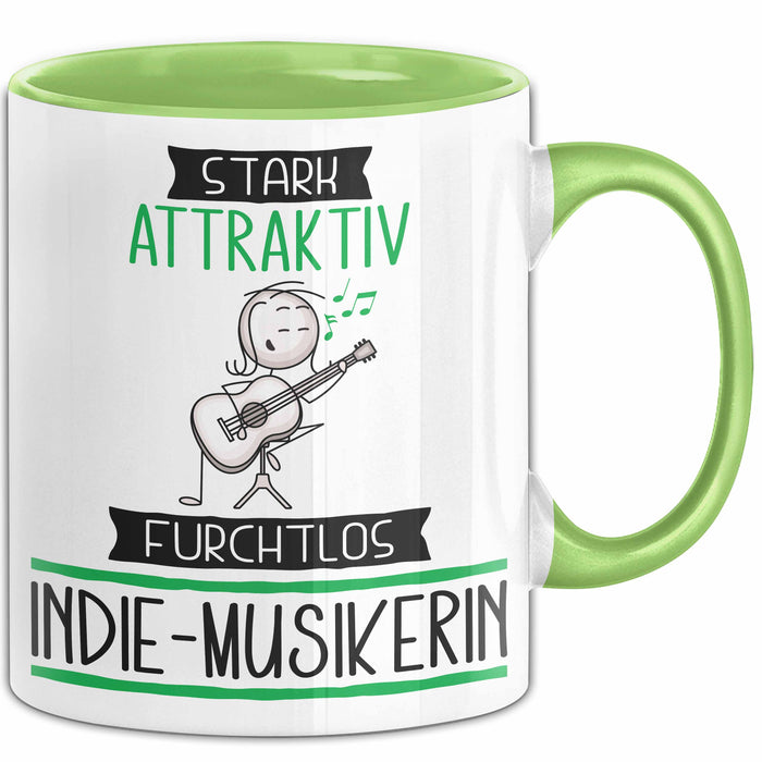 Indie-Musikerin Tasse Geschenk Becher Stark Attraktiv Furchtlos Indie-Musikerin Lustige Geschenkidee Grün Trendation