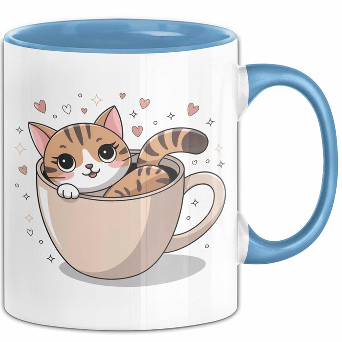 Katzenbesitzer Tasse Geschenk Lustige Geschenkidee Spruch Für Katzen Eltern Blau Trendation