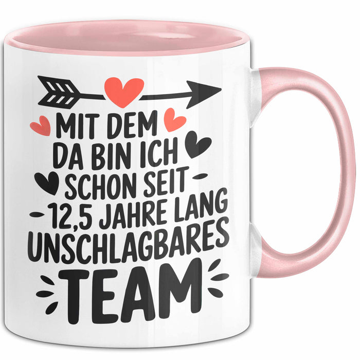 Romantische Pärchen Tasse Geschenk Team seit 12,5 Jahren Geschenkidee Lustig Rosa Trendation