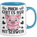 Schweine-Liebhaber Tasse Geschenk Mich Gibt Es Nur Mit Schwein Hausschwein Blau Trendation