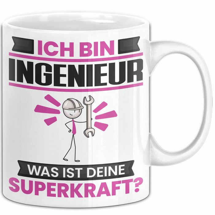 Ingenieur Tasse Geschenk für Ingenieur Geburtstag Lustiger Spruch Kaffee-Becher Was Ist Deine Superkraft Weiß Trendation
