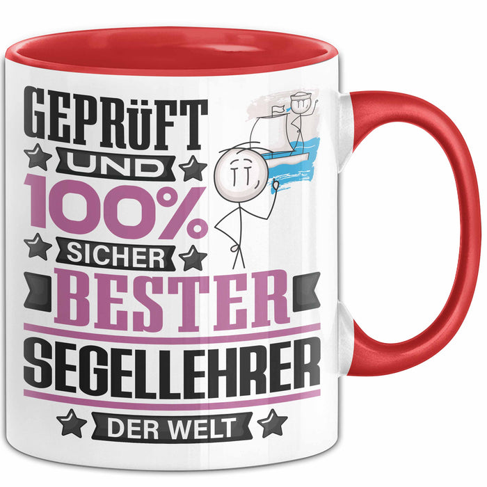 Segellehrer Geschenk Lustiger Spruch für Segellehrer Geschenkidee Bester Segellehrer Der Welt Rot Trendation