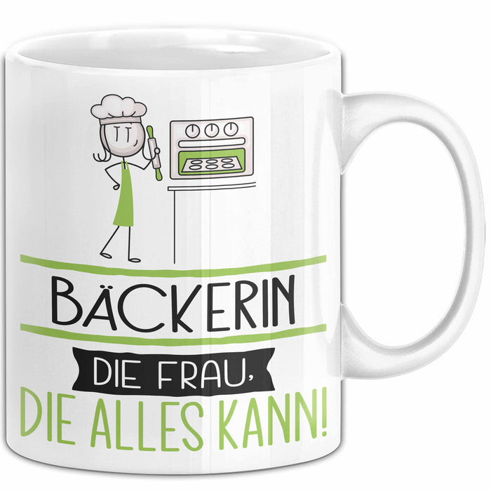 Bäckerin Geschenk Tasse Becher Die Frau Die Allen Kann Geschenkidee für eine Bäckerin Lustig Weiß Trendation