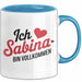 Sabina Tasse Geschenk Ich Bin Vollkommen Sabina Geschenkidee Geburtstag Blau Trendation