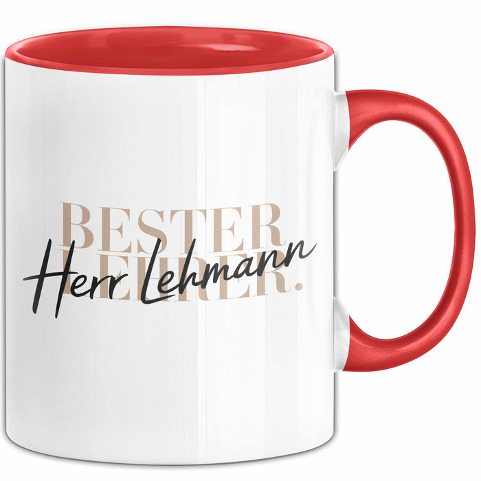 Lehrer Wertschätzung Tasse Geschenk Lustige Geschenkidee Spruch Bester Lehrer Rot Trendation