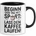 Kaffeeliebhaber Tasse Geschenk Lustige Geschenkidee Spruch Beginn Den Tag Mit Sport: Lass Den Kaffee Laufen Schwarz Trendation